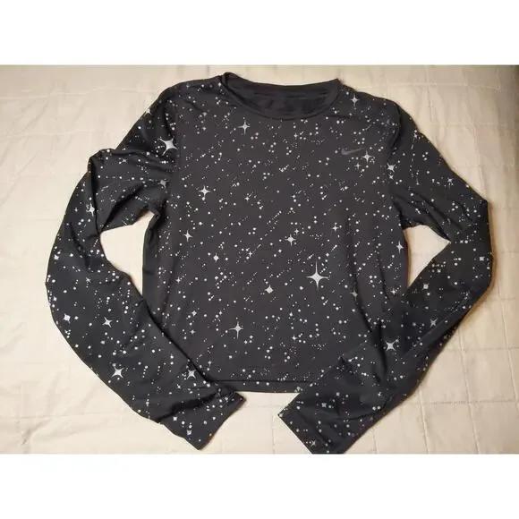 Nike Women's Small 3pc Bundle Sports Bras Star Print Top Black Silver Set - Picture 7 of 14